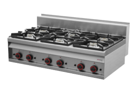 Sporák stolní plynový - 6 hořáků - REDFOX SP 70/012 G - Sporák pl. 6x hořák bez pod.